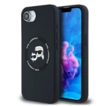 Karl Lagerfeld Liquid Silicone Karl & Choupette Heads Case with MagSafe for iPhone 16e - Black
