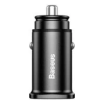 Szybka ładowarka samochodowa 2xUSB Baseus Square metal A+A 30W Dual QC 3.0 Quick inteligentna Car Charger czarna CCALL-DS01