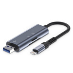 Czytnik Kart Pamięci SD + Micro SD Wejście USB + Lightning Tech-Protect UltraBoost Card Reader szary