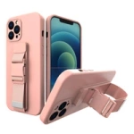 Rope Case Silicone Lanyard Cover Purse Lanyard Strap for Xiaomi Poco M4 Pro 5G Pink