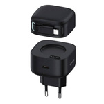 USAMS Lad. network. 1xUSB-C with retractable cable Lighning (head only) PD+QC 35W Gan Fast Charging black/black XMF Series CC209TC01 (US-CC209)