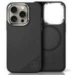 Original Case IPHONE 16 PRO MAX Mercedes Hardcase Silicone Tonal Logo Wood Pattern MagSafe (MEHMP16X23SUGDK) black