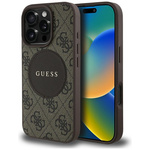 Original Case IPHONE 16 PRO Guess 4G Circle Classic Logo MagSafe brown