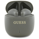 Oryginalne Słuchawki Bluetooth TWS GUESS Printed Classic Logo - GUTWSJ14ESGE + stacja dokująca szarobrązowe