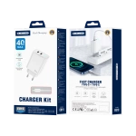 JELLICO wall charger EU19 GaN PD 40W 2xUSB-C + cable USB-C - USB-C White