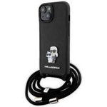 Karl Lagerfeld Crossbody Saffiano Metal Pin Karl &amp; Choupette case for iPhone 15 - black