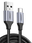 Nickel-plated USB-C cable QC3.0 UGREEN 0.5m with aluminium plug (Black)