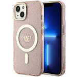 Guess GUHMP14MHCMCGP iPhone 14 Plus 6.7" pink/pink hardcase Glitter Gold MagSafe