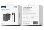 JELLICO wall charger EU45 GaN PD 45W 1xUSB-C + cable USB-C - USB-C Black