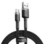 Baseus Kabel USB TYP C USB-C 2A 3M Nylonowy wytrzymały Cafule szary+czarny CATKLF-UG1