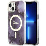 Guess GUHMP14SHTMRSU iPhone 14 6.1&quot; purple/purple hardcase Golden Marble MagSafe