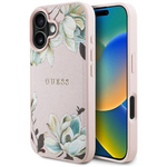 Case IPHONE 16 Guess Grained Printed Flower Pattern MagSafe pink