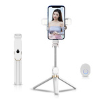 Zestaw / uchwyt selfie z pilotem na bluetooth tripod LED  SSTR-20 biały