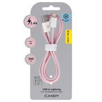 Blavec Kabel Candy oplot - USB na Lightning - 2,4A 3 metry (CCA-UL24P30) różowy