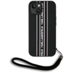 Karl Lagerfeld Saffiano Athleisure Stripes Cord iPhone 15 Case - Pink