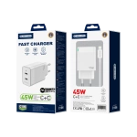 JELLICO wall charger C106 GaN PD 45W 2xUSB-C + cable USB-C - Lightning White