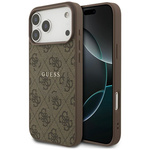 GUESS futerał do IPHONE 17 Pro Max kompatybilny z MagSafe GUHMP17XG4GFRW (PU 4G Ring Classic Logo) brązowy