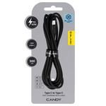 Blavec Kabel Candy oplot - Typ C na Typ C - PD 60W 3A 3 metry (CCA-CC3B30) czarny