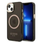 Original Case IPHONE 13 Guess Hard Case Gold Outline Translucent MagSafe (GUHMP13MHTCMK) black