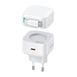 USAMS Lad. network. 1xUSB-C with retractable USB-C cable (head only) PD+QC 35W Gan Fast Charging white/white XMF Series CC202TC02 (US-CC202)