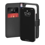 Puro Wallet Stand Case for iPhone 17 Pro Made of Eco-Leather, with a Flap, Wallet, and Stand Function - Black