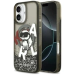 Karl Lagerfeld Liquid Glitter Choupette Logo MagSafe iPhone 17 Case - Black