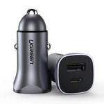 Ugreen fast car charger USB-A / USB-C 30W PD PPS gray (CD130)