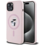 Karl Lagerfeld Silicone Karl&amp;Choupette MagSafe iPhone 15 Plus Case - Pink