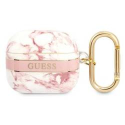 Case APPLE AIRPODS 3 Guess AirPods Marble Strap Collection (GUA3HCHMAP) pink