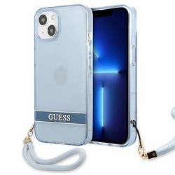 Case IPHONE 13 MINI Guess Hardcase Translucent Stap (GUHCP13SHTSGSB) blue