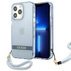 Case IPHONE 13 PRO MAX Guess Hardcase Translucent Stap (GUHCP13XHTSGSB) blue