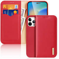 Dux Ducis Hivo Leather Flip Cover Genuine Leather Wallet for Cards and Documents iPhone 14 Pro Max Red