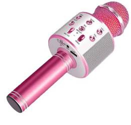 Mikrofon Bezprzewodowy do Karaoke z Kontrolerem Odtwarzania różowy