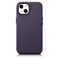 iCarer Case Leather genuine leather case cover for iPhone 14 Plus dark purple (MagSafe compatible)