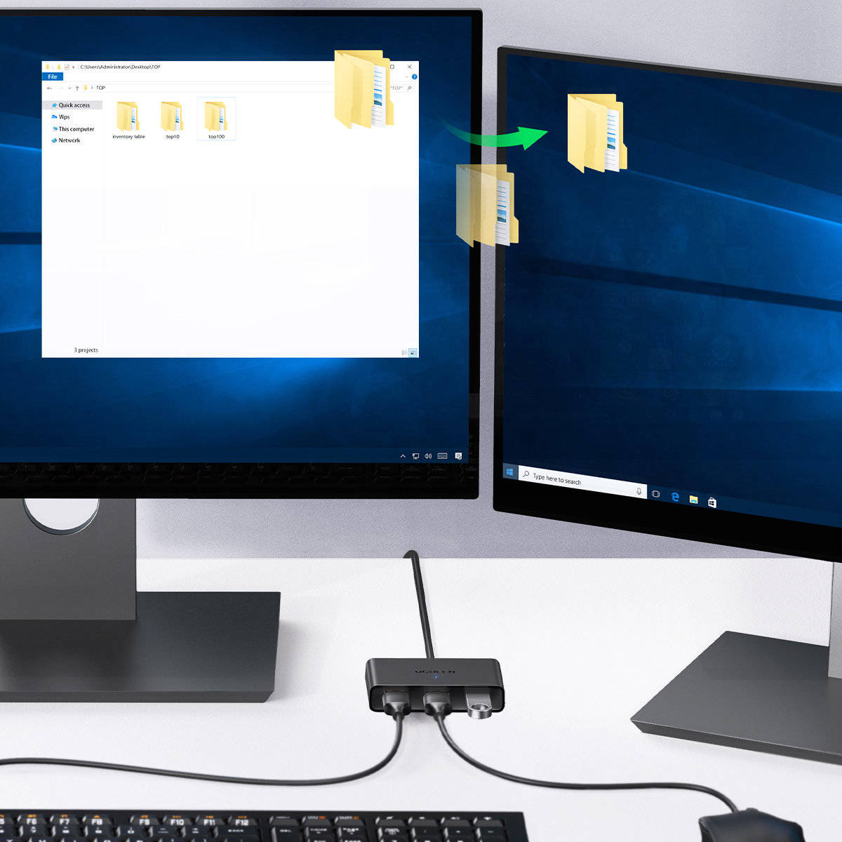 Ugreen switch adapter switch box USB 2 inputs 3 outputs black (CM409