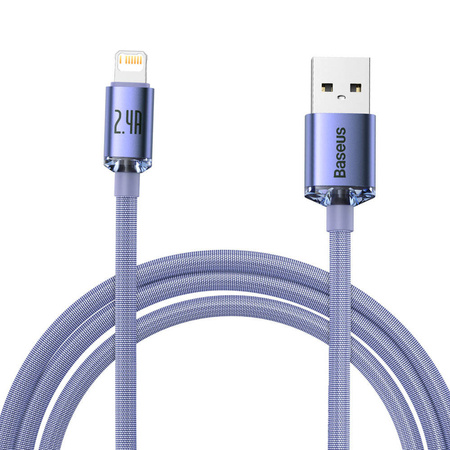 Baseus Crystal Shine Series Fast Charging Data Cable USB to iP 2.4A 2m Purple