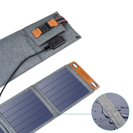 Choetech rozkładana podróżna ładowarka solarna słoneczna fotowoltaiczna 14W z USB 5V / 2,4A panel słoneczny szary (SC004)