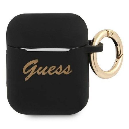 Guess GUA2SSSK AirPods cover czarny/black Silicone Vintage Script