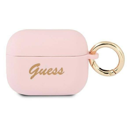 Guess GUAPSSSI AirPods Pro cover różowy/pink Silicone Vintage Script