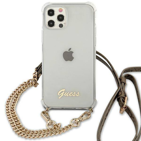 Guess GUHCP12MKC4GSGO iPhone 12/12 Pro 6,1" Transparent hardcase 4G Gold Chain