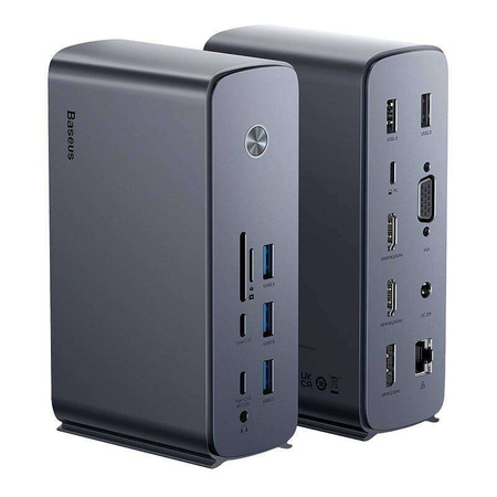 Hub Baseus UnionJoy 17-Port (USB-C to HDMI4K@60Hz*2+DP4K@60Hz*1+USB3.0*3+USB-C3.0*2+USB2.0*2+PD*1+PC*1+RJ45*1+SD/TF*1+3.5mm*1+DC*1）