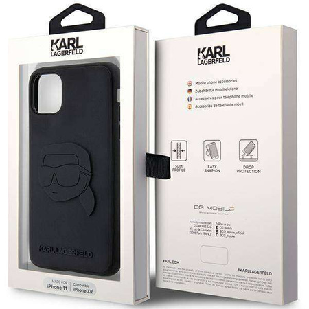 Original Case IPHONE 11 Karl Lagerfeld Hardcase Rubber Karl Head 3D (KLHCN613DRKNK) black