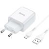 Wall Charger USB 2.1A + Cable USB - Micro USB Hoco N2 white
