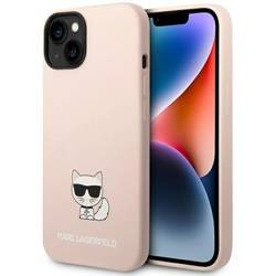 Original Handyhülle IPHONE 14 PLUS Karl Lagerfeld Hardcase Silicone Choupette Body (KLHCP14MSLCTPI) hell-pink
