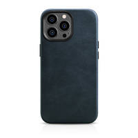 iCarer Case Leather genuine leather case for iPhone 14 Pro Max dunkelblau (WMI14220704-BU) (MagSafe compatible)