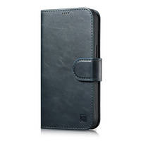 iCarer Oil Wax Wallet Case 2in1 Case iPhone 14 Pro Max Leder Flip Cover Anti-RFID Blau (WMI14220724-BU)