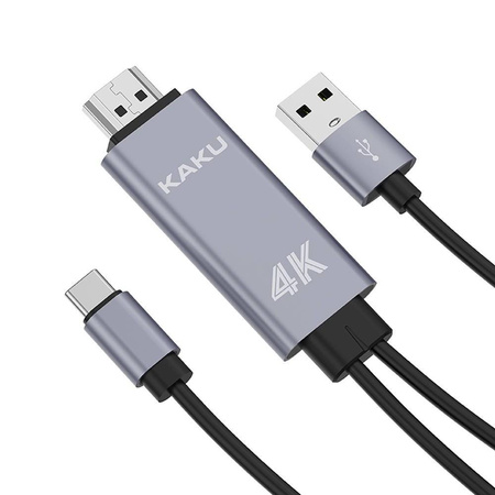 Adapter HDMI 4K do USB-C TYP C min v3.1 MHL KAKU KSC-556 Kabel Wideo udostępnianie ekranu szary