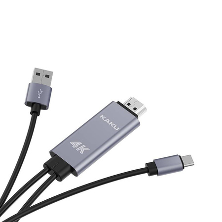 Adapter HDMI 4K do USB-C TYP C min v3.1 MHL KAKU KSC-556 Kabel Wideo udostępnianie ekranu szary
