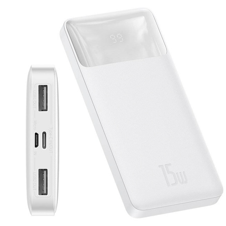 Baseus Bipow power bank 10000mAh 2x USB / USB Typ C / micro USB 15W biały (PPDML-I02)