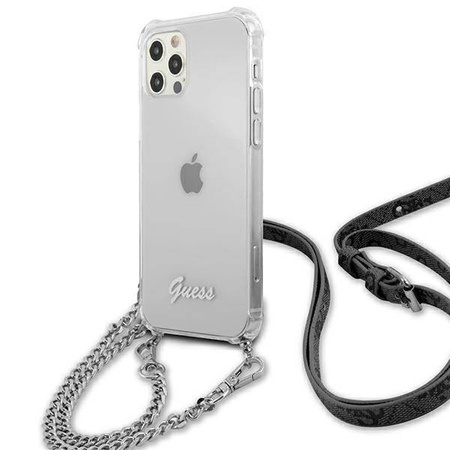 Guess GUHCP12MKC4GSSI iPhone 12/12 Pro 6,1" Transparent hardcase 4G Silver Chain